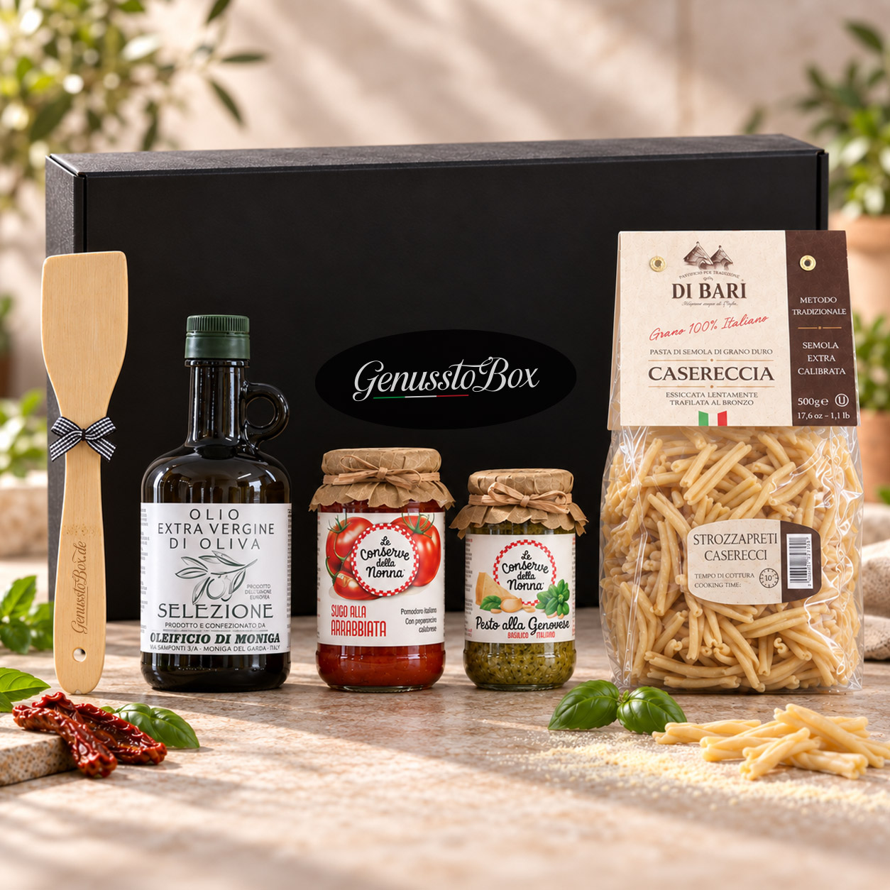 GenusstoBox Classico italienischer Geschenkkorb mit Olivenöl Produkte