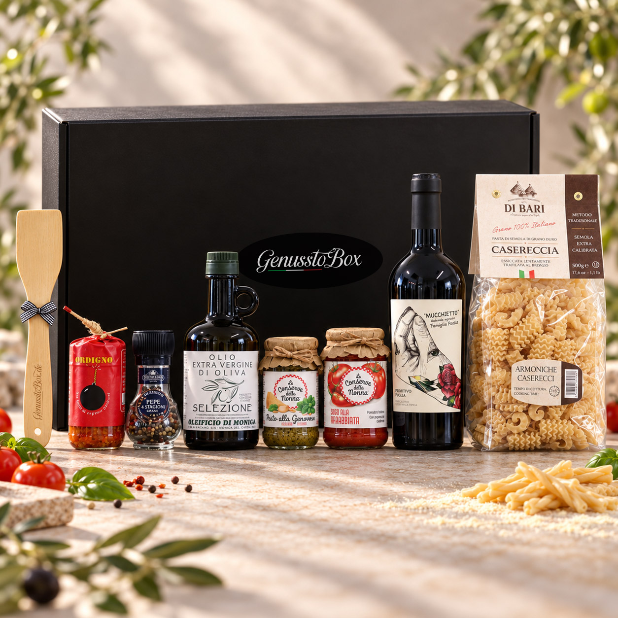 GenusstoBox Selezione Gran Riserva italienischer Präsentkorb mit Wein Produkte