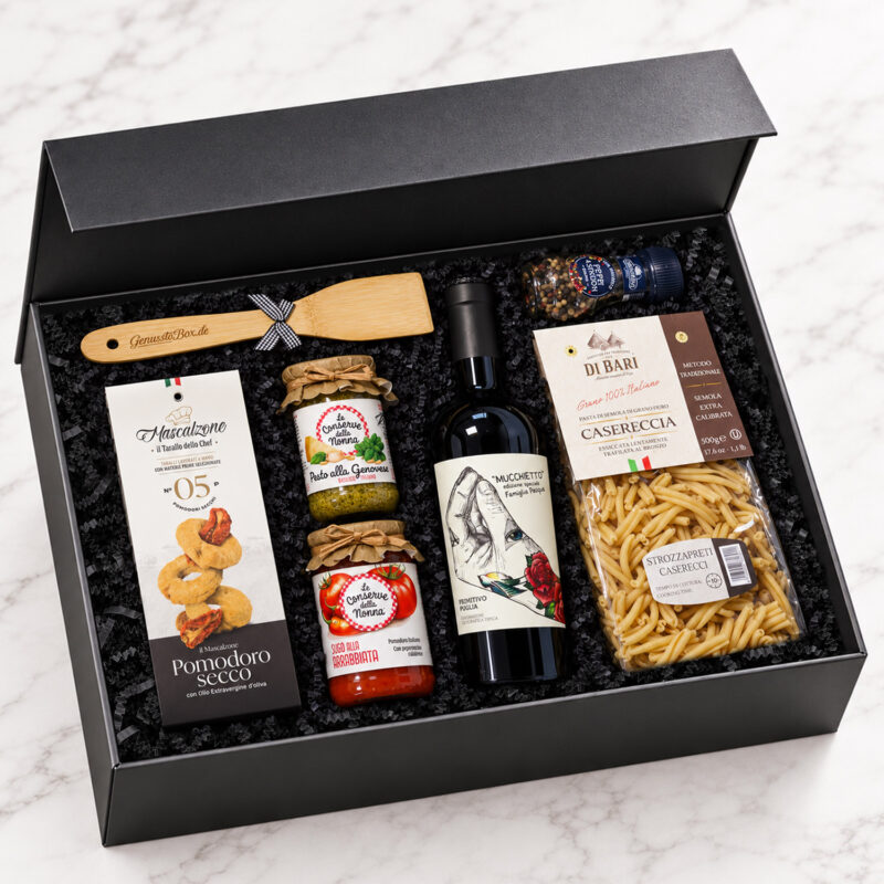 GenusstoBox Selezione mit Rotwein italienischer Geschenkkorb mit Wein