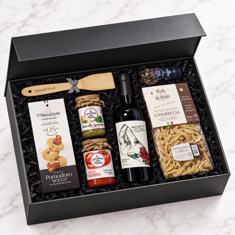 GenusstoBox Selezione mit Rotwein italienischer Geschenkkorb mit Wein